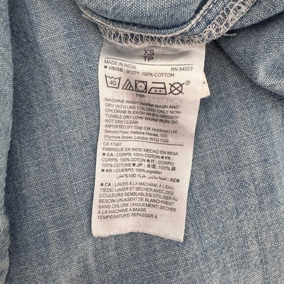GAP Outlet XS Blue Chambray Button Pullover Shirt - Picture 4 of 8